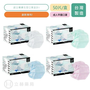MOTEX 摩戴舒 醫用口罩 鑽石型口罩 L號 成人 藍色 綠色 粉色 成人口罩 鑽石型 50片/盒 公司貨【立赫藥局】
