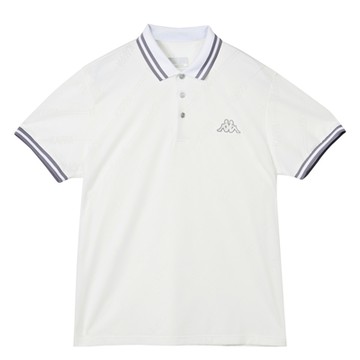 KAPPA義大利時尚型男吸濕排汗短袖POLO衫 白底淺灰字花版 351W59W001