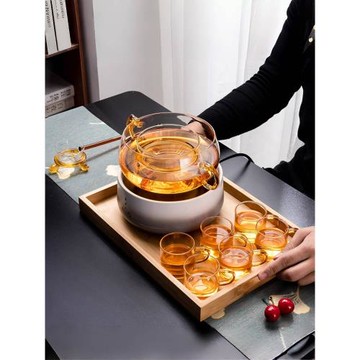 網紅古法煮茶器煮茶碗花茶壺小型茶爐電陶爐泡茶套裝茶具玻璃家用