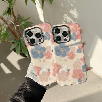 花朵兔子適用蘋果16promax手機套iphone15/14磁吸菲林12/13軟殼11