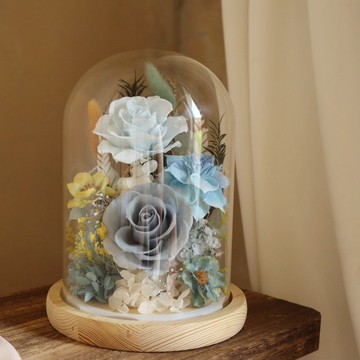 【遇見恆久】撐傘的女人 Woman with a Parasol款 永生玫瑰玻璃罩