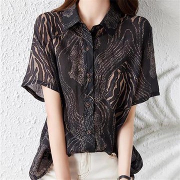 麗質達人 - 5976黑色印花襯衣