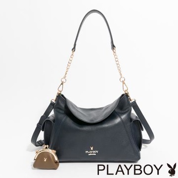PLAYBOY - 肩背包附長背帶  Striking系列 - 深藍色