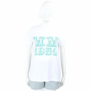 Max Mara Mincio 字母印花白色棉質短袖TEE T恤