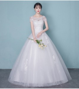 花嫁 ウェディングドレス 白ドレス ぽっちゃり 大きいサイズ 袖あり 花嫁 結婚式 二次会 ドレス 締め上げタイプ レース ロングドレス ウ 通販 Lineポイント最大get Lineショッピング