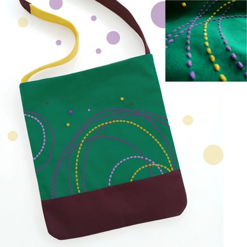 手繡 可愛手工托特包 帆布包 14 盎司 時髦設計 尺寸 12x14 英吋