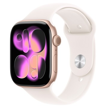 Apple 2025 Apple Watch S11 鋁金屬  46mm  玫瑰金色 + M/L淡胭粉色運動型錶帶  GPS + 行動網路