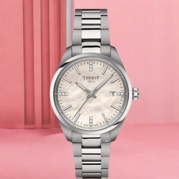 TISSOT 天梭錶  官方授權 PR 100 簡約大三針 時尚腕錶 女錶 手錶-T1502101111600 / 珍珠貝 34mm