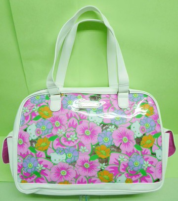【震撼精品百貨】Hello Kitty 凱蒂貓 透明手提袋肩背包旅行袋海灘包 花花  震撼日式精品百貨
