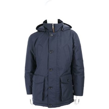 BOSS Osiass 徽標連帽可拆深藍色防潑水保暖大衣 外套(男款)