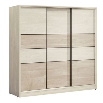 文創集 魯瑪西7.5尺推門內二抽衣櫃(內含側拉鏡面)-224x59x197cm免組