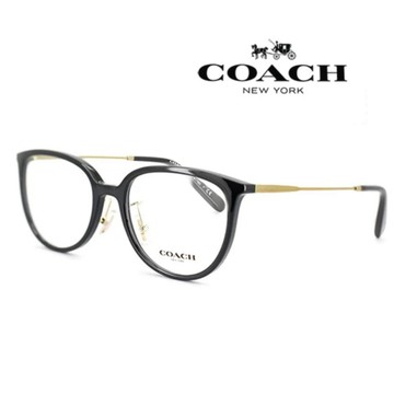 COACH 亞洲版 時尚複合光學眼鏡 舒適可調鼻墊 HC6175D 5002 黑框淡金鏡臂 公司貨