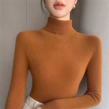 【米蘭精品】現貨+預購 100%羊毛衣針織衫發熱衣長袖保暖內搭加絨寬鬆大碼休閒-高領軟糯女上衣13色74nc42