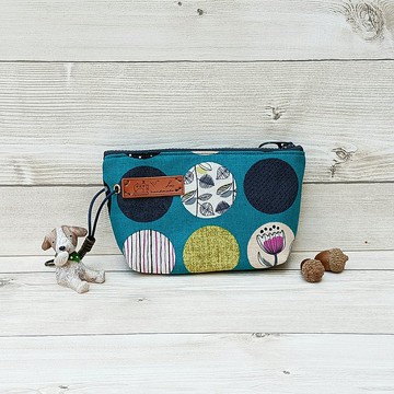 【鑰匙包】綠色圈圈花葉剪影