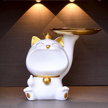 🔜 快速出貨 🔜『LINE禮物獨家』【招財貓的家】6寸舉托盤大嘴招財貓 生日禮物 開業禮物 開運 招財 喬遷禮物 交換禮物＃CAT05704