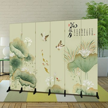 【屏風裝飾阻斷 加贈底座】屏風隔間 優質定製山水花鳥圖屏風隔斷墻家用客廳臥室遮擋墻簡約現代辦公室折屏 精選優品ZPH