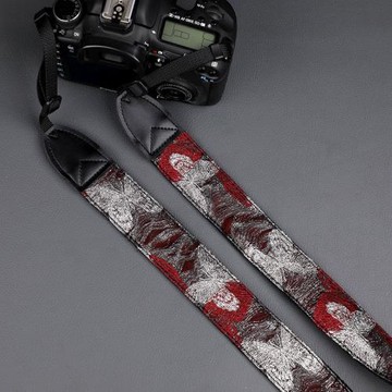 原創紅底銀絲蝴蝶 相機背帶可斜挎適用單反微單尼康富士肩帶3.8cm