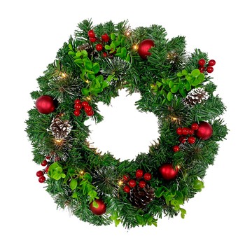 Vanibaby - 16吋40cm 聖誕花圈 聖誕節裝飾(含20頭LED燈)