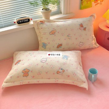 可開發票☆【臺灣精品】💕兩面牛奶絨加絨加密雙面保暖枕套秋冬季一對家用珊瑚絨單人枕頭套