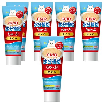 INABA CIAO 肉泥膏 綠茶除臭成分配方 管狀設計 補充水份  鮪魚  80g  6條