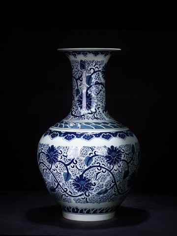 景德鎮手繪青花瓷仿古陶瓷落地大花瓶客廳電視柜裝飾擺件插花大號