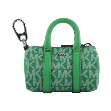 Michael Kors 塗層帆布波士頓包造型吊飾鑰匙圈(棕梠綠)