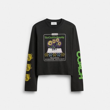 棉質長袖圖案 T-SHIRT