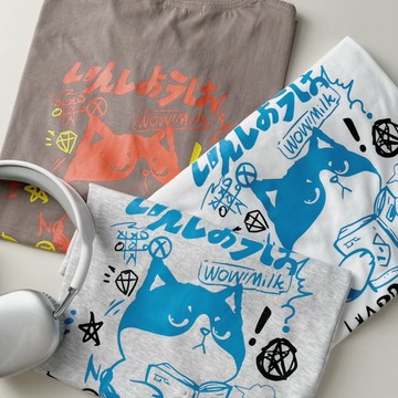 【MasCool】CAT FISH短袖 短T 短袖TEE 短踢 圖案印花 素踢 落肩 T恤 T-SHIRT 寬鬆