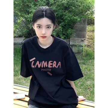 2025新款正肩純棉短袖T恤女時尚百搭減齡顯瘦上衣內搭打底衫夏季