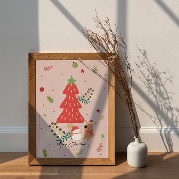 草莓樹下的友情【CM22018】洛可可草莓聖誕卡片 明信片含信封