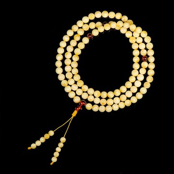 【正佳珠寶】蜜蠟琥珀 頂級橙皮微妖花白蜜 6.8-7.3mm 108顆