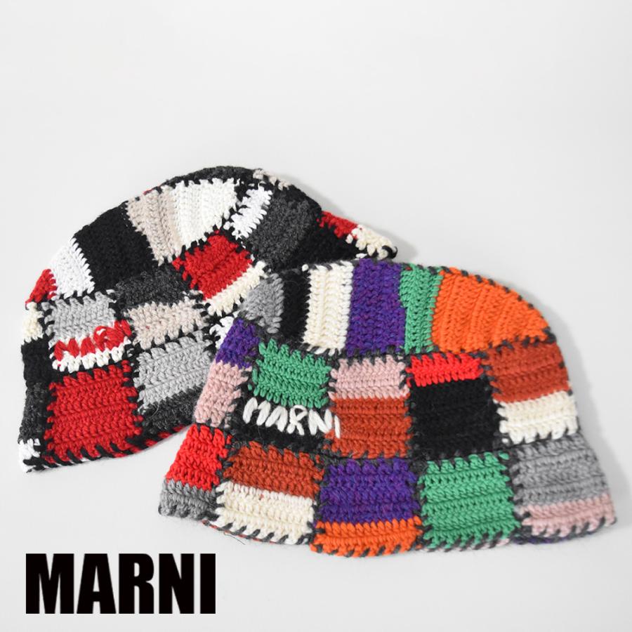 カラーグリーンxホワイト新品未使用タグ付　マルニ　MARNI ニット帽　緑x白　Mサイズ