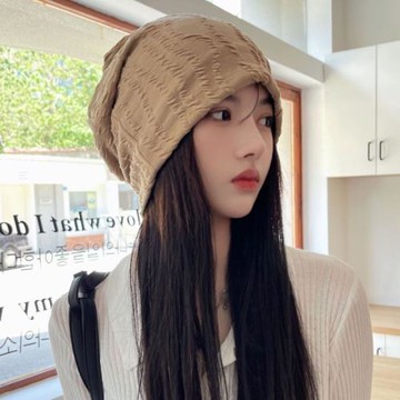 《Caroline》季節新款 ins純色條紋針織帽 包頭帽 冷帽 月子帽 百搭堆堆帽 男女帽 73997