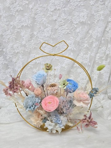 客製永生花禮-愛心金框永生花擺飾(生日・紀念日・祝福禮物)