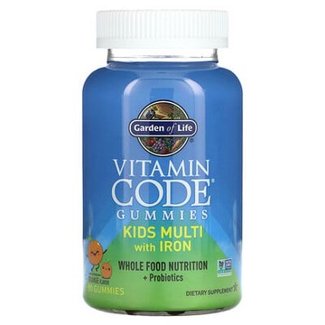Garden of Life, Vitamin Code 軟糖，兒童含鐵多維生素，橙味，90 粒軟糖