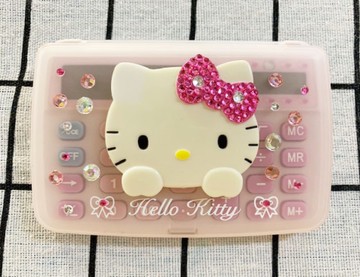 【震撼精品百貨】Hello Kitty 凱蒂貓~計算機-鑲鑽大頭造型(附蓋子)*95915