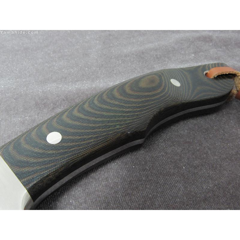 西川 徹 作 0064 セミスキナー 90mm   ATS-34 グリーンマイカルタ   シースナイフ   Tooru Nishikawa Custom knife