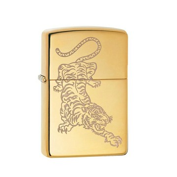├登山樂┤美國 Zippo Tiger Design 防風打火機 High Polish Brass/Lustre # 29884