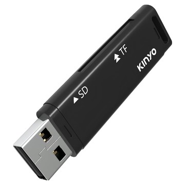 Kinyo 雙槽迷你讀卡機 18 x 9 x 62mm 8g  KCR-218  黑色  1個