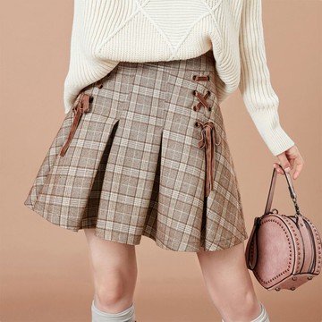 【臺灣公司 可打統編】免運 百褶裙 JK 學院風百褶裙女秋冬新款磨毛jk格子半身裙高腰綁帶格紋a字短裙 可開發票 全館五折 工廠現貨直銷 新品特價 z10079