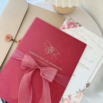 燙金結婚書約套組│戶政事務所可用│格紋胭脂紅│結婚書約