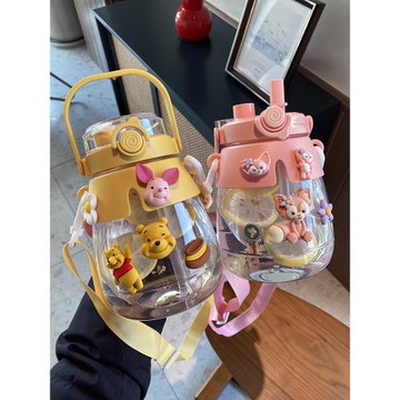 夏季塑料防摔大肚杯大容量運動雙飲便攜水杯男女可愛兒童隨手杯子