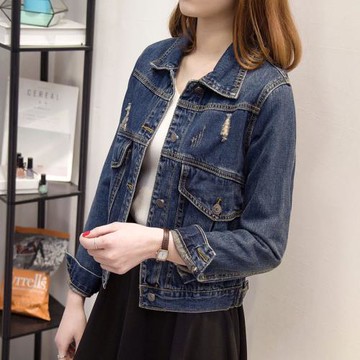 優品春秋韓版新款牛仔外套女短款寬松bf學院風學生通勤長袖上衣潮