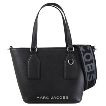 MARC JACOBS 金屬浮雕LOGO防刮皮革兩用/托特包(黑)