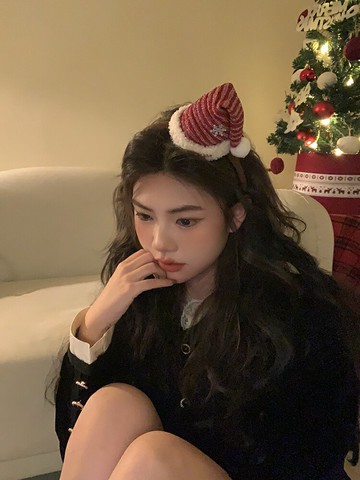 聖誕節帽子發箍女頭飾發夾生日帽發飾品禮物發卡配飾毛絨頭箍裝飾【淘夢屋】