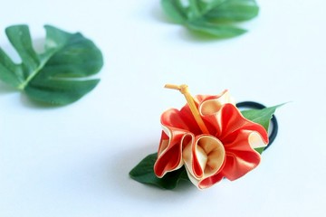 3ways hibiscus accessory,Ponytail Holder(oy),hair bow,