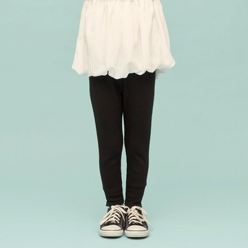 petit main 品牌旗艦店 童裝 裾蕾絲荷葉邊九分褲／打底褲【LM】 【日本直接出貨】