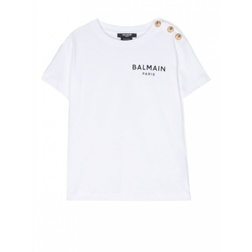 Balmain - White And Gold Cotton Logo T-shirt