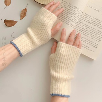 🔥2件9折🍊臺北出貨🍊可開發票手套女秋冬季新款可觸屏半指騎行鍼織保暖護手腕露指毛線騎車