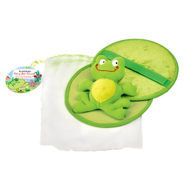 moses. 小園丁系列 1組 安全投接遊戲 軟質黏黏蛙 魔鬼氈荷葉 背面手持處可調整大小  空中抓青蛙 綠色